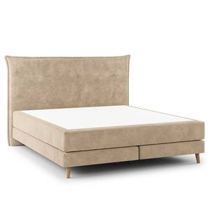 Lit boxspring Avellino I Velours Vaia: Beige - 160 x 200cm - D3 medium