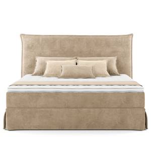 Boxspringbett AVELLINO mit Husse Samt Vaia: Beige - 180 x 200cm - H3