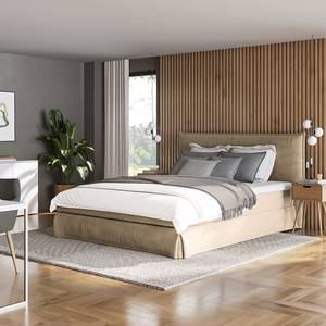 Lit boxspring Avellino II Velours Vaia: Beige - 180 x 200cm - D3 medium