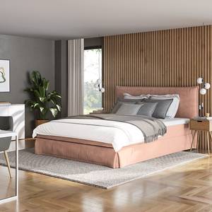 Lit boxspring Avellino II Velours Vaia: Rose - 180 x 200cm - D2 souple