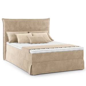 Lit boxspring Avellino II Velours Vaia: Beige - 140 x 200cm - D3 medium