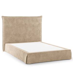 Lit boxspring Avellino II Velours Vaia: Beige - 140 x 200cm - D3 medium