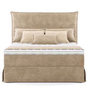 Lit boxspring Avellino II Velours Vaia: Beige - 140 x 200cm - D3 medium