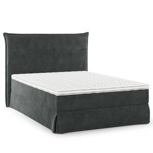 Boxspring Avellino II Velours Vaia: Donkergrijs - 140 x 200cm - H2 zacht