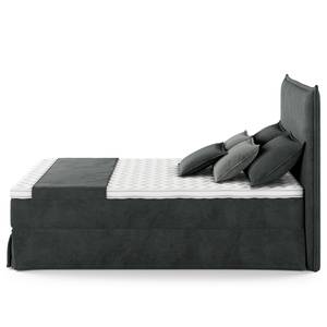 Boxspringbett AVELLINO mit Husse Samt Vaia: Dunkelgrau - 140 x 200cm - H2