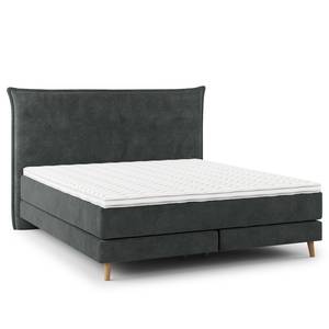 Letto boxspring Avellino I Velluto Vaia: grigio scuro - 180 x 200cm - H3