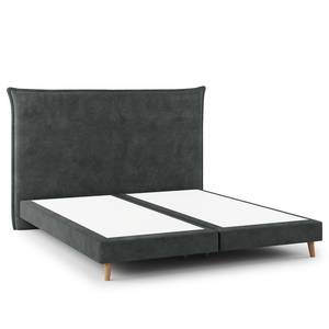 Letto boxspring Avellino I Velluto Vaia: grigio scuro - 180 x 200cm - H3