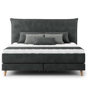 Letto boxspring Avellino I Velluto Vaia: grigio scuro - 180 x 200cm - H3