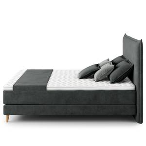 Letto boxspring Avellino I Velluto Vaia: grigio scuro - 180 x 200cm - H3