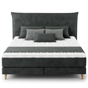 Letto boxspring Avellino I Velluto Vaia: grigio scuro - 180 x 200cm - H3