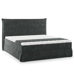 Boxspring Avellino II Velours Vaia: Donkergrijs - 160 x 200cm - H2 zacht