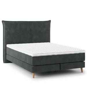 Lit boxspring Avellino I Velours Vaia: Gris foncé - 140 x 200cm - D3 medium