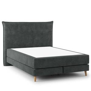 Boxspringbett AVELLINO Klassisch Samt Vaia: Dunkelgrau - 140 x 200cm - H3