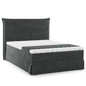 Boxspringbett AVELLINO mit Husse Samt Vaia: Dunkelgrau - 140 x 200cm - H3