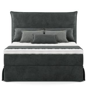 Letto boxspring Avellino II Velluto Vaia: grigio scuro - 140 x 200cm - H3