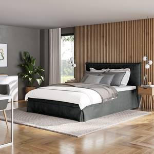 Letto boxspring Avellino II Velluto Vaia: grigio scuro - 140 x 200cm - H3