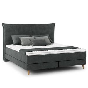 Boxspringbett AVELLINO Klassisch Samt Vaia: Dunkelgrau - 160 x 200cm - H2