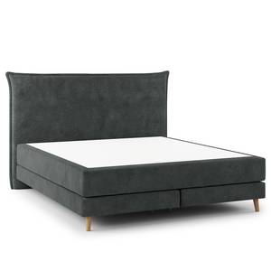 Boxspring Avellino I Velours Vaia: Donkergrijs - 160 x 200cm - H2 zacht