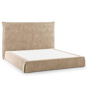 Boxspringbett AVELLINO mit Husse Samt Vaia: Beige - 160 x 200cm - H3