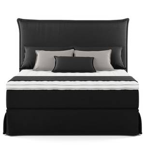 Boxspringbett AVELLINO mit Husse Microfaser Orela: Schwarz - 140 x 200cm - H2