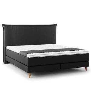 Boxspringbett AVELLINO Klassisch Microfaser Orela: Schwarz - 180 x 200cm - H2