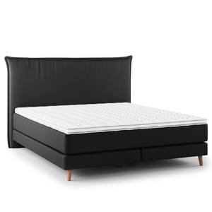 Boxspringbett AVELLINO Klassisch Microfaser Orela: Schwarz - 180 x 200cm - H2