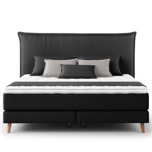 Boxspringbett AVELLINO Klassisch Microfaser Orela: Schwarz - 180 x 200cm - H2