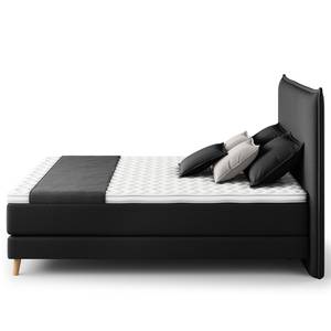 Boxspringbett AVELLINO Klassisch Microfaser Orela: Schwarz - 180 x 200cm - H2