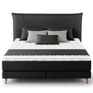 Boxspringbett AVELLINO Klassisch Microfaser Orela: Schwarz - 180 x 200cm - H2