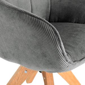 Draaifauteuil Fuentes set van 2 ribfluweel - Corduroy Caron: Grijs