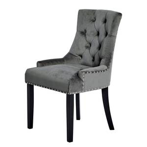 Chaise Avesta Velours / Chêne massif - Anthracite - Anthracite