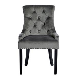 Chaise Avesta Velours / Chêne massif - Anthracite - Anthracite