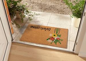 Paillasson coco Welcome & Flowers Coco - Marron / Noir