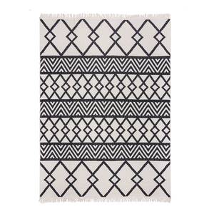 Laagpolig vloerkleed Teo polyester/katoen - zwart - 120 x 170 cm - Zwart - 120 x 170 cm