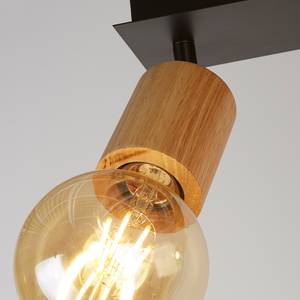 Plafondlamp Kergant 2 lichtbronnen staal/hout - zwart