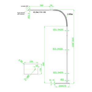 Lampadaire Serpent Fer / Coton - Argenté - 1 ampoule - Argenté