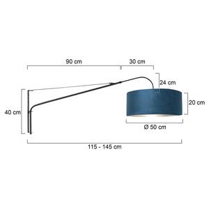 Wandleuchte Prestige Chic B Eisen / Polyester - 1-flammig - Türkis / Schwarz