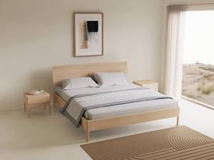 Lit Nuuk massif avec tête de lit en bois 160 x 200cm