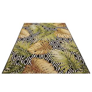 In-/Outdoor Teppich Diamonds & Leaves Polyester/Polypropylen - Schwarz / Mehrfarbig - 80 x 165 cm