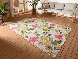 In-& outdoorvloerkleed Flowers & Leaves polyester/polypropeen - wit/meerdere kleuren - 80 x 165 cm