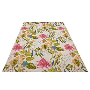 In-& outdoorvloerkleed Flowers & Leaves polyester/polypropeen - wit/meerdere kleuren - 80 x 165 cm