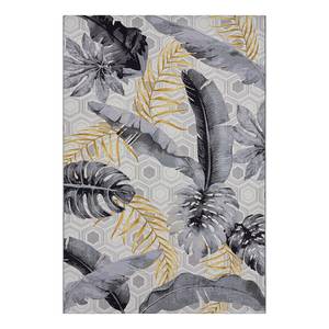 Tapis intérieur / extérieur Gold Leaves Polyester / Polypropylène - Gris / Blanc - 80 x 165 cm