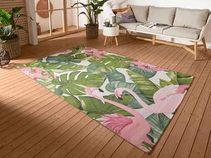 Tapis int. / ext. Tropical Flamingo Polyester / Polypropylène - Vert / Rose - 200 x 285 cm