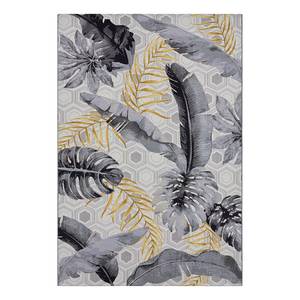 Tapis intérieur / extérieur Gold Leaves Polyester / Polypropylène - Gris / Blanc - 120 x 180 cm