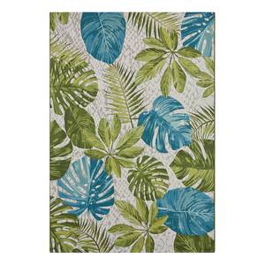 In-/Outdoor Teppich Tropical Leaves Polyester/Polypropylen - Grün / Blau - 80 x 165 cm