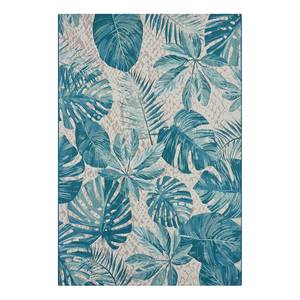 Tapis int. / ext. Tropical Leaves Polyester / Polypropylène - Bleu / Blanc - 200 x 285 cm