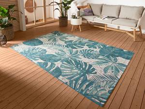 In-& outdoorvloerkleed Tropical Leaves polyester/polypropeen - Blauw/wit - 200 x 285 cm