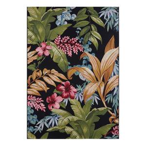 In-/Outdoor Teppich Tropical Flowers Polyester/Polypropylen - Schwarz / Grün - 160 x 235 cm