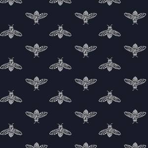 Carta da parati Block Print Bee 10m x 52cm - Blu