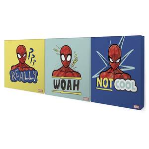 Leinwandbild Spiderman Badges 3-teilig 90 x 30 cm